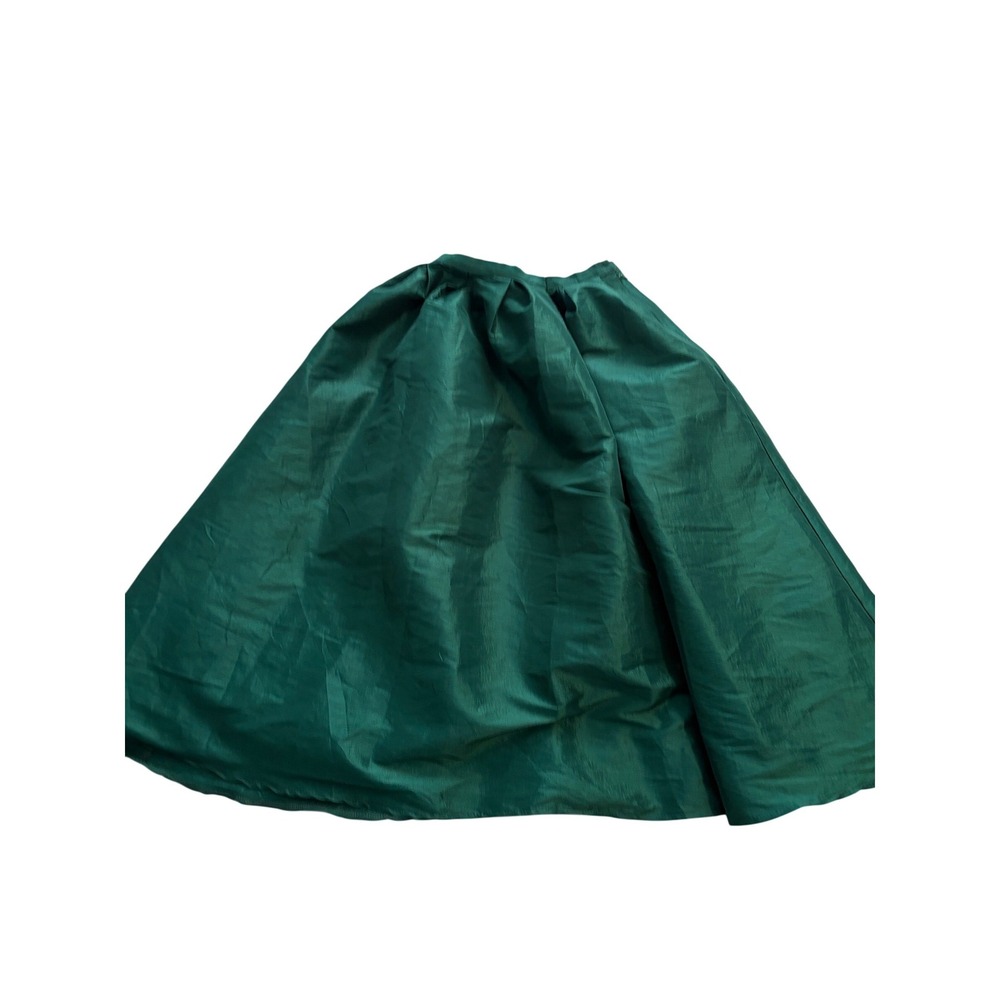 Super Skirt Pleated‎ Midi Emerald Green Shimmer Taffeta High Waisted Small